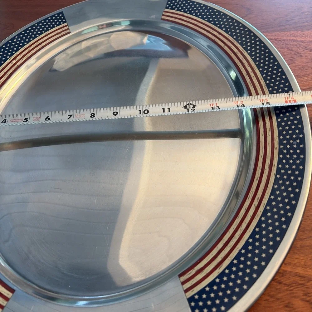 Vintage Colonial Warren Kimble Silverplate Oval Patriotic Serving Platter Tray